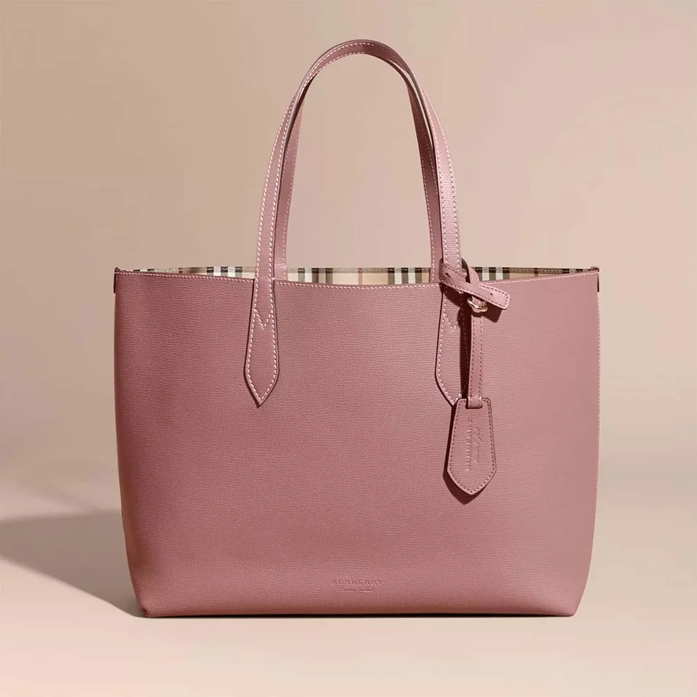 Burberry Embossed Leather Tote for Women in Pink