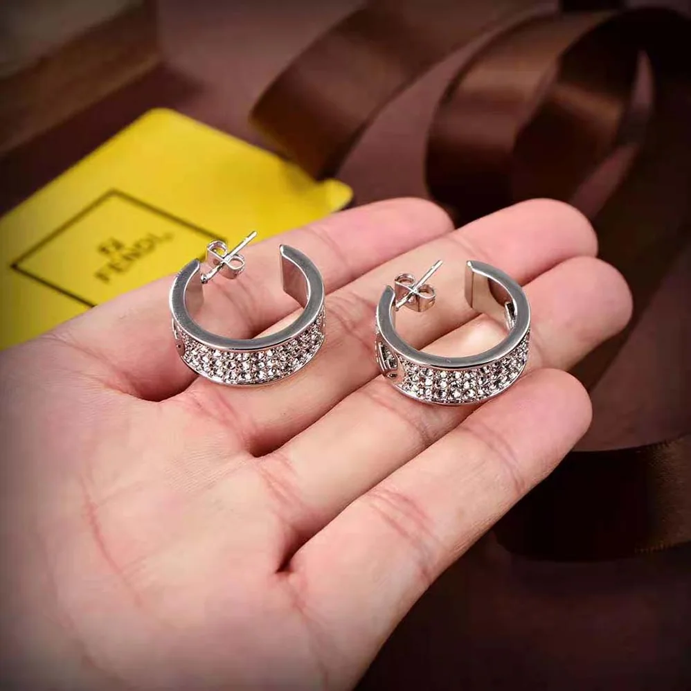 Fendi Small Hoop Earrings with F is Fendi Motif Silver for Women in coloured