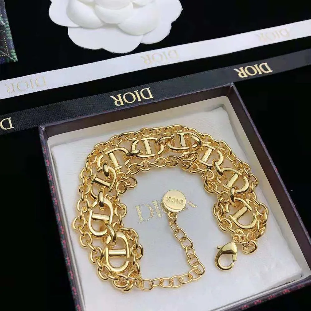 Dior CD Navy Bracelet Gold for Women in Finish Metal