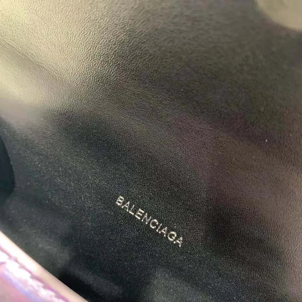 Balenciaga Hourglass XS Handbag Metallized Crocodile Embossed in Purple for Women Balenciaga Hourglass XS Handbag Metallized Crocodile Embossed in Purple for Women