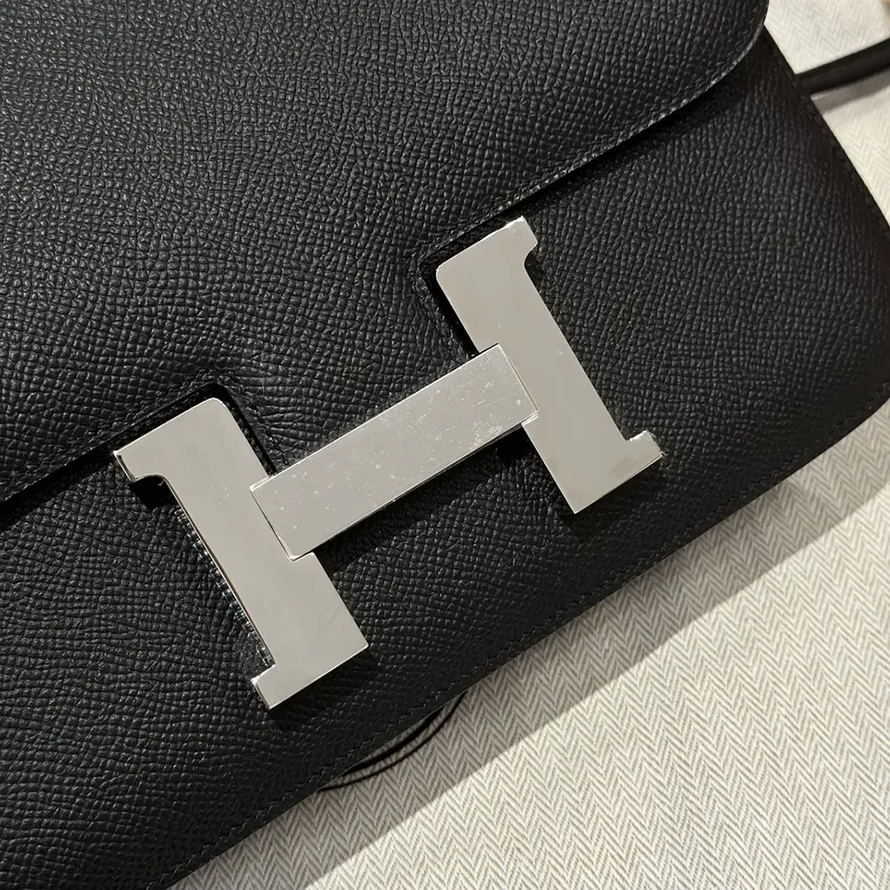 Hermes Constance 24 Bag Epsom Leather for Women in Black/Silver