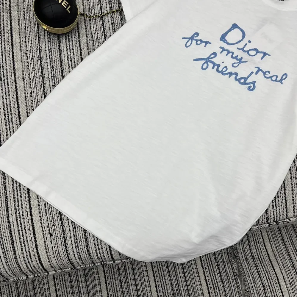 Dior DIOR AND HYLTON NEL T-Shirt Relaxed Fit White Cotton Jersey for Women