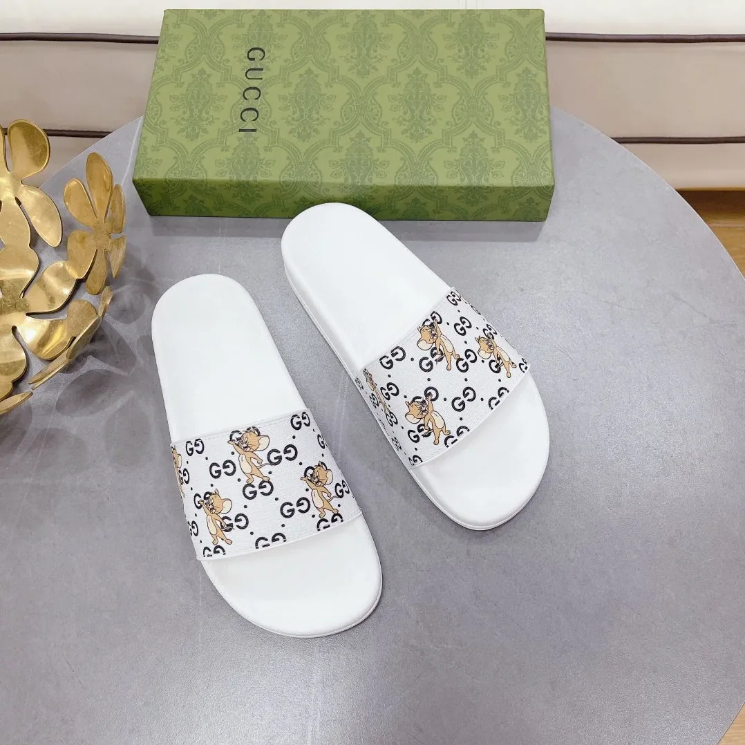 Gucci Jerry Print Slide Sandal White for Women Gucci Jerry Print Slide Sandal White for Women