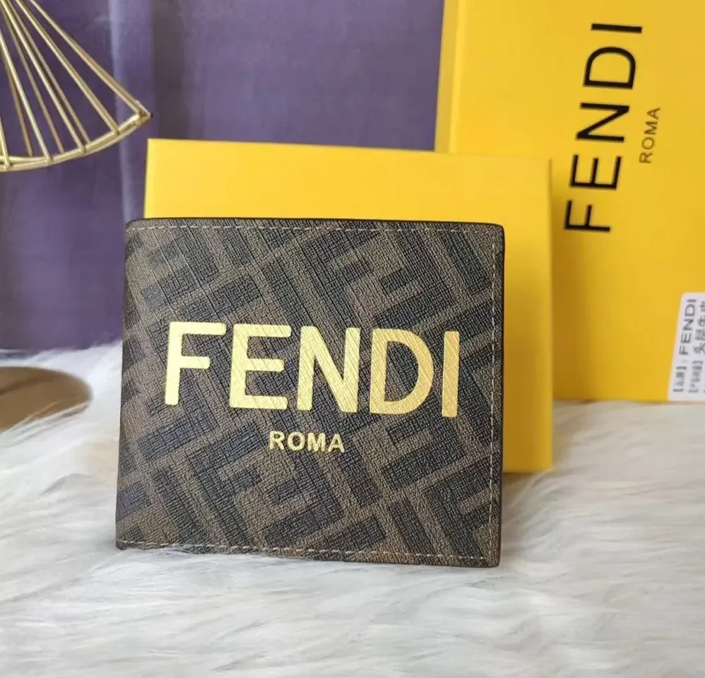 Fendi Bi-Fold Wallet in ROMA Logo FF Motif Fabric Brown for Men Fendi Bi-Fold Wallet in ROMA Logo FF Motif Fabric Brown for Men