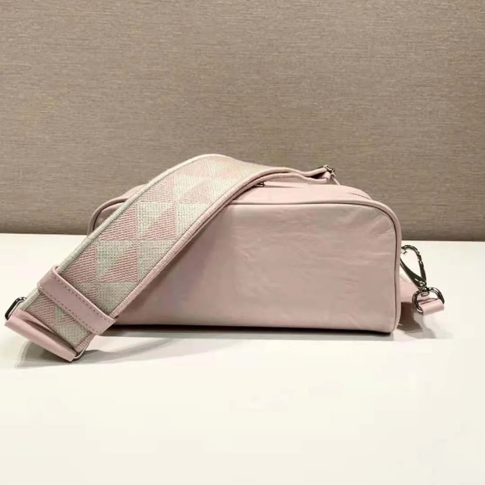 Prada Nappa Antique Leather Multi-Pocket Shoulder Bag for Women in Pink
