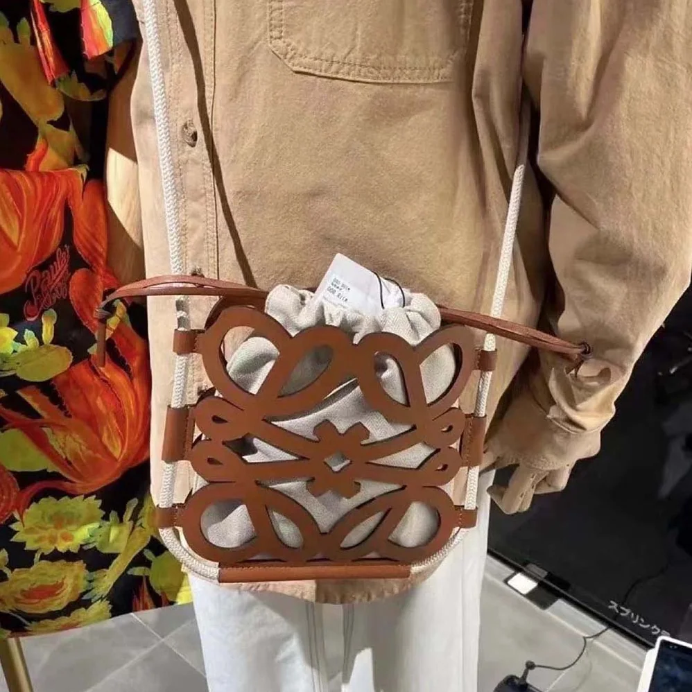 Loewe Anagram Cut-out Crossbody in Classic Calfskin and Canvas for Women