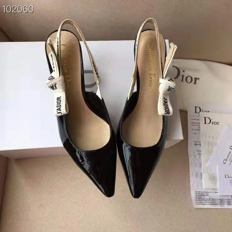 Dior J'adior Slingback Black Patent Calfskin Leather 6.5 cm Heel for Women
