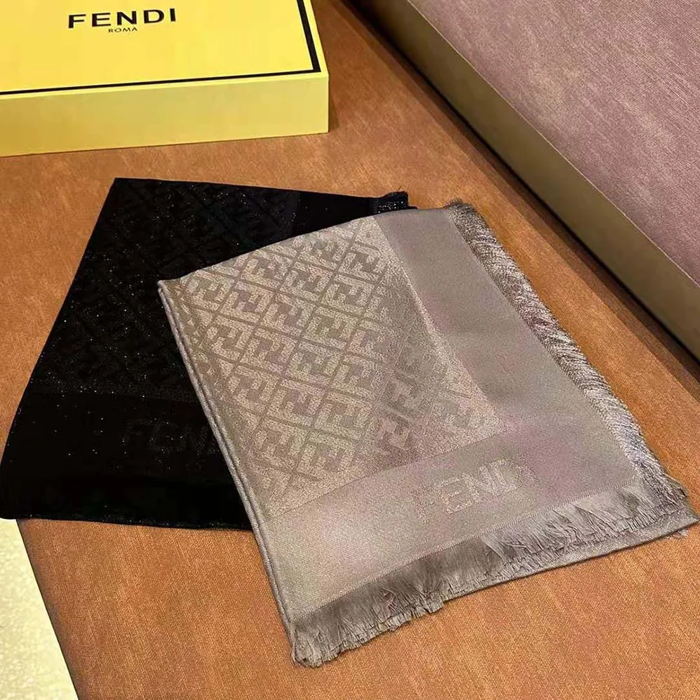 Fendi FF Shawl Black Lurex for Unisex Fendi FF Shawl Black Lurex for Unisex