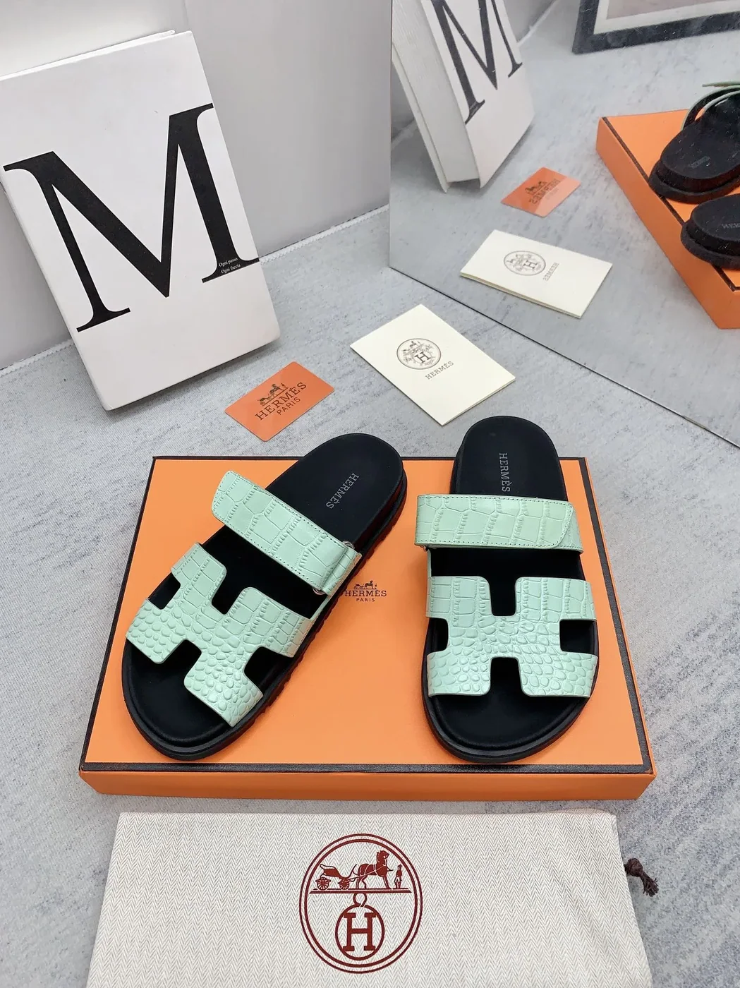 Hermes Chypre Sandal Jade Green Hermes Chypre Sandal Jade Green