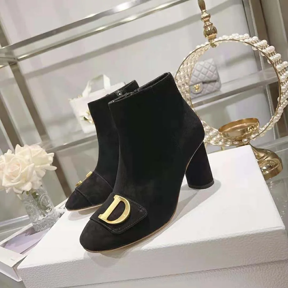 Dior C'est Dior Heeled Ankle Boot Suede Calfskin for Women in Black Dior C'est Dior Heeled Ankle Boot Suede Calfskin for Women in Black