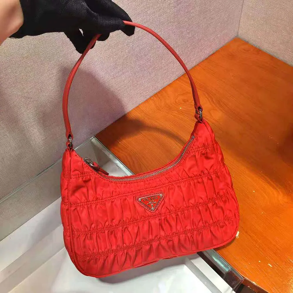 Prada Nylon and Saffiano Leather Mini Bag for Women in Red