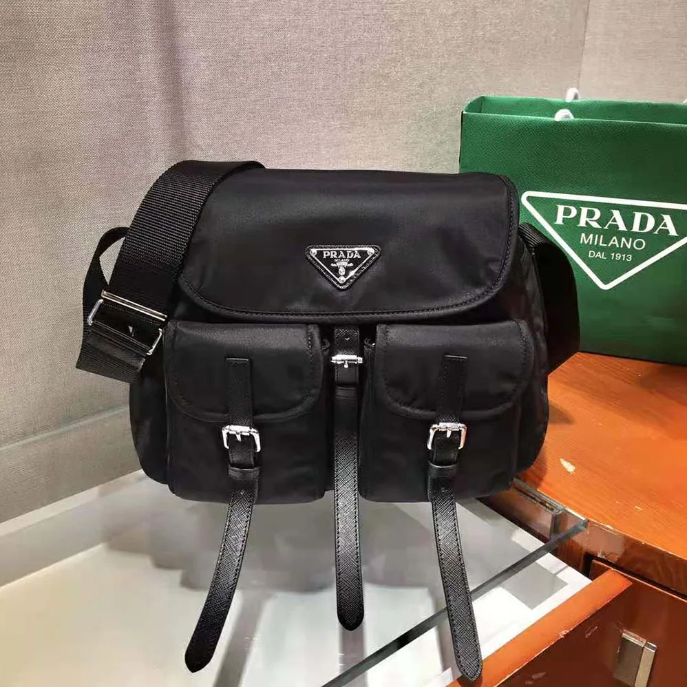 Prada Nylon Shoulder Bag for Women in Black