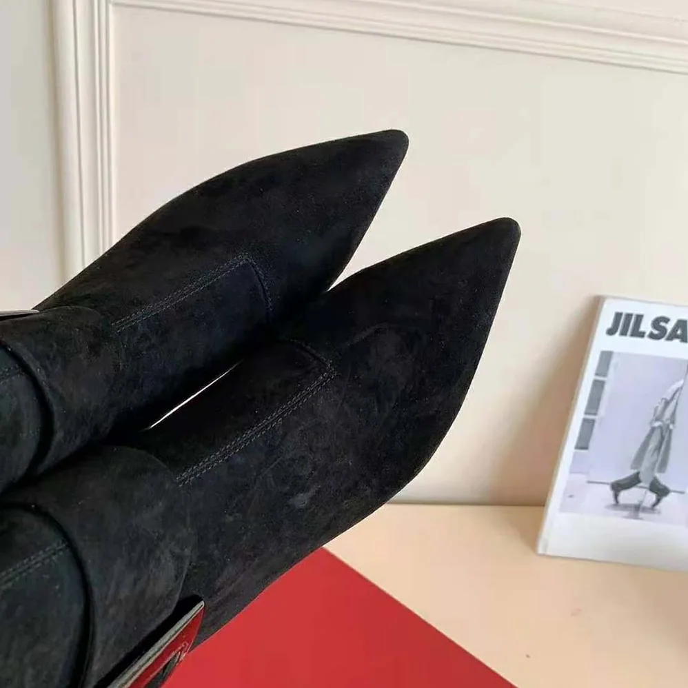 Roger Vivier Pointy Covered Buckle Ankle Boots in Suede for Women