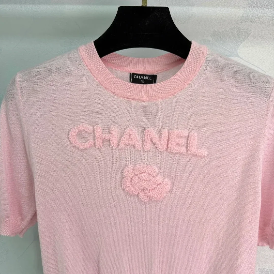 Chanel Short Sleeve T in Shirt Pastel Pink