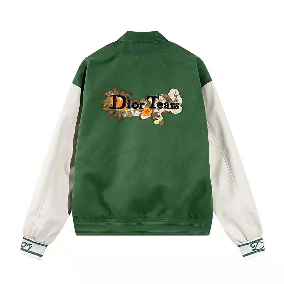 Dior Tears Blouson Green Leather Wool and Cashmere for Men