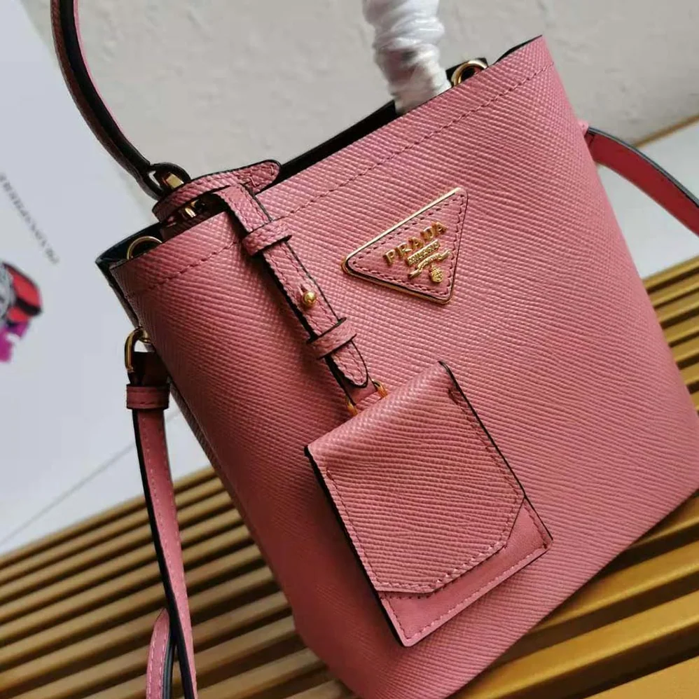 Prada Small Saffiano Leather Prada Panier Bag for Women in Pink Prada Small Saffiano Leather Prada Panier Bag for Women in Pink