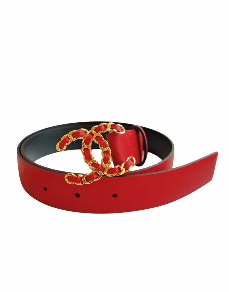 Chanel CC Chain Buckle Belt Red Chanel CC Chain Buckle Belt Red