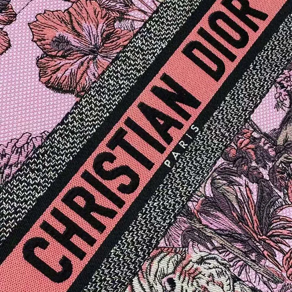 Dior Large Dior Book Tote Pink Multicolor Toile de Jouy Voyage Embroidery for Women