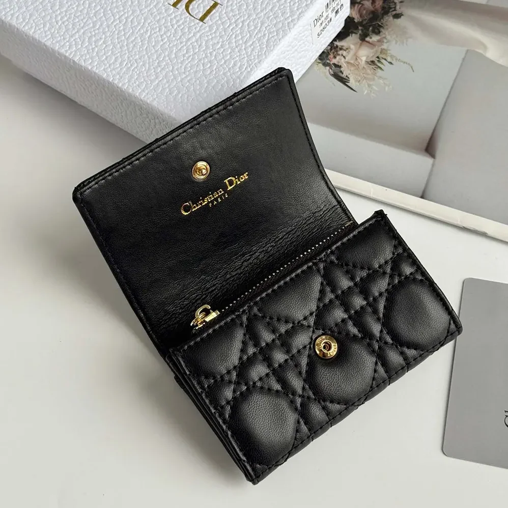 Dior Lady Dior Glycine Wallet Black Cannage Lambskin for Women Dior Lady Dior Glycine Wallet Black Cannage Lambskin for Women