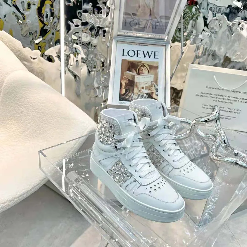 Jimmy Choo Hawaii Hi Top/F White Nappa Leather High for Women in Top Trainers Jimmy Choo Hawaii Hi Top/F White Nappa Leather High for Women in Top Trainers