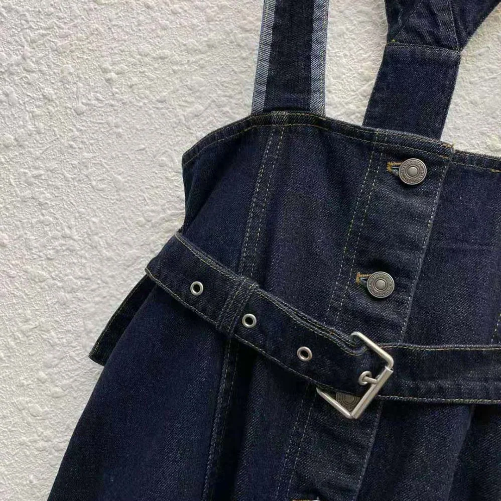 Dior Couture Denim Mid-Length Skirt with Straps Deep Blue Cotton Denim for Women Dior Couture Denim Mid-Length Skirt with Straps Deep Blue Cotton Denim for Women