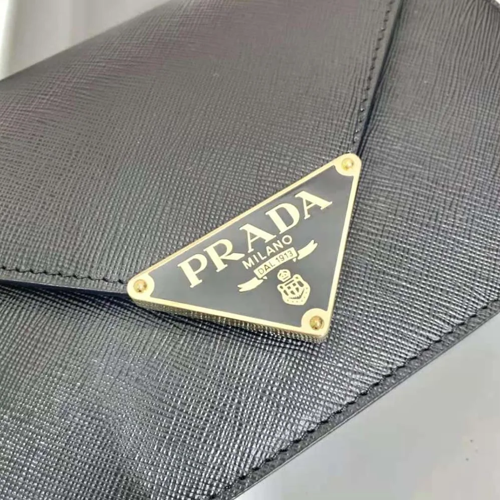 Prada Saffiano Leather Shoulder Bag for Women in Black