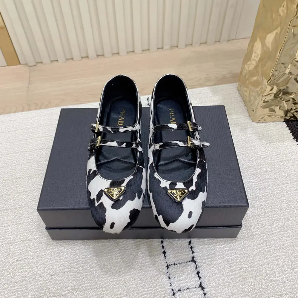 Prada Printed Leather Ballerinas for Women Prada Printed Leather Ballerinas for Women