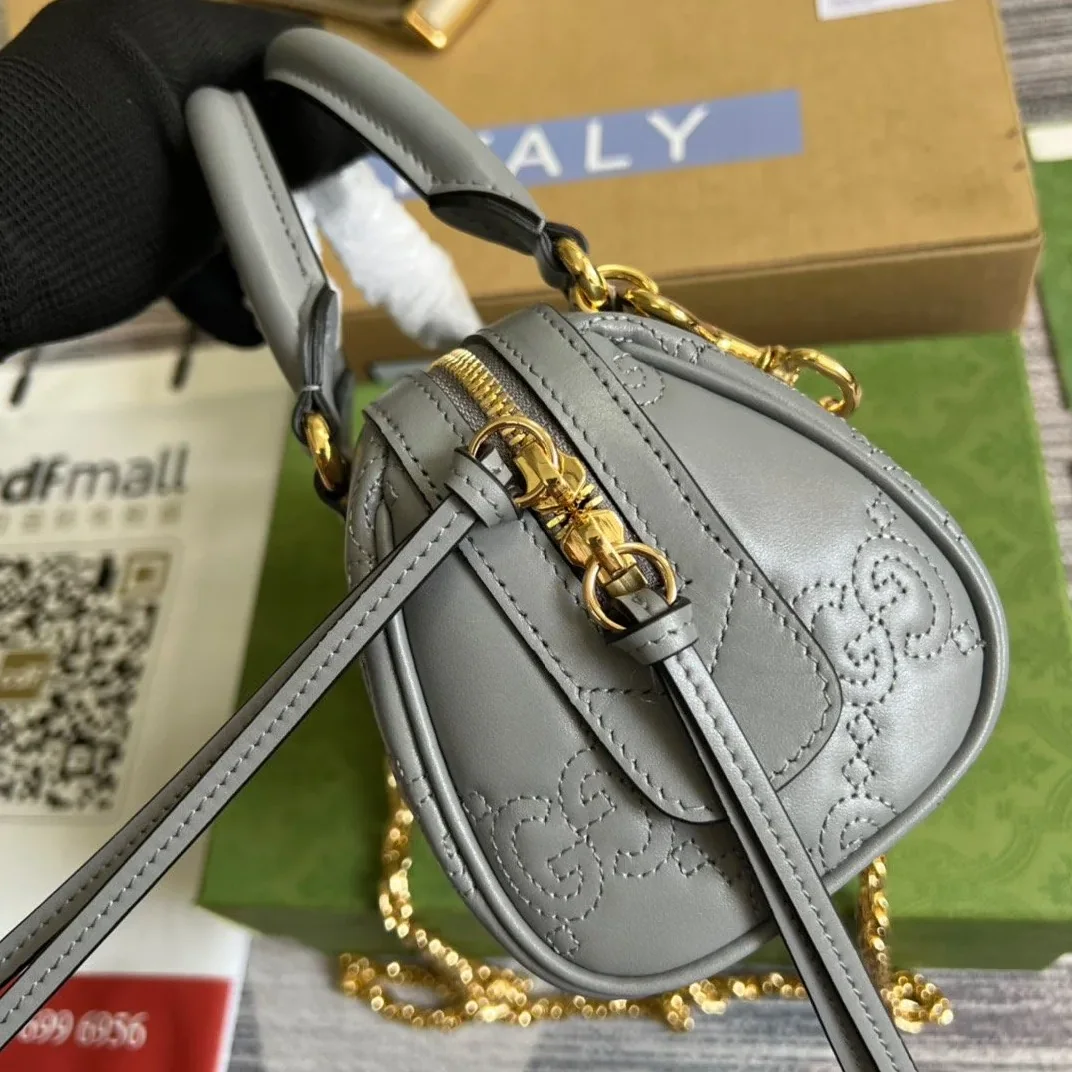 Gucci Matelasse Top Handle Bag Grey