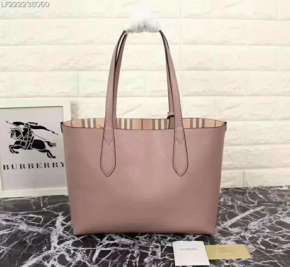 Burberry Embossed Leather Tote for Women in Pink