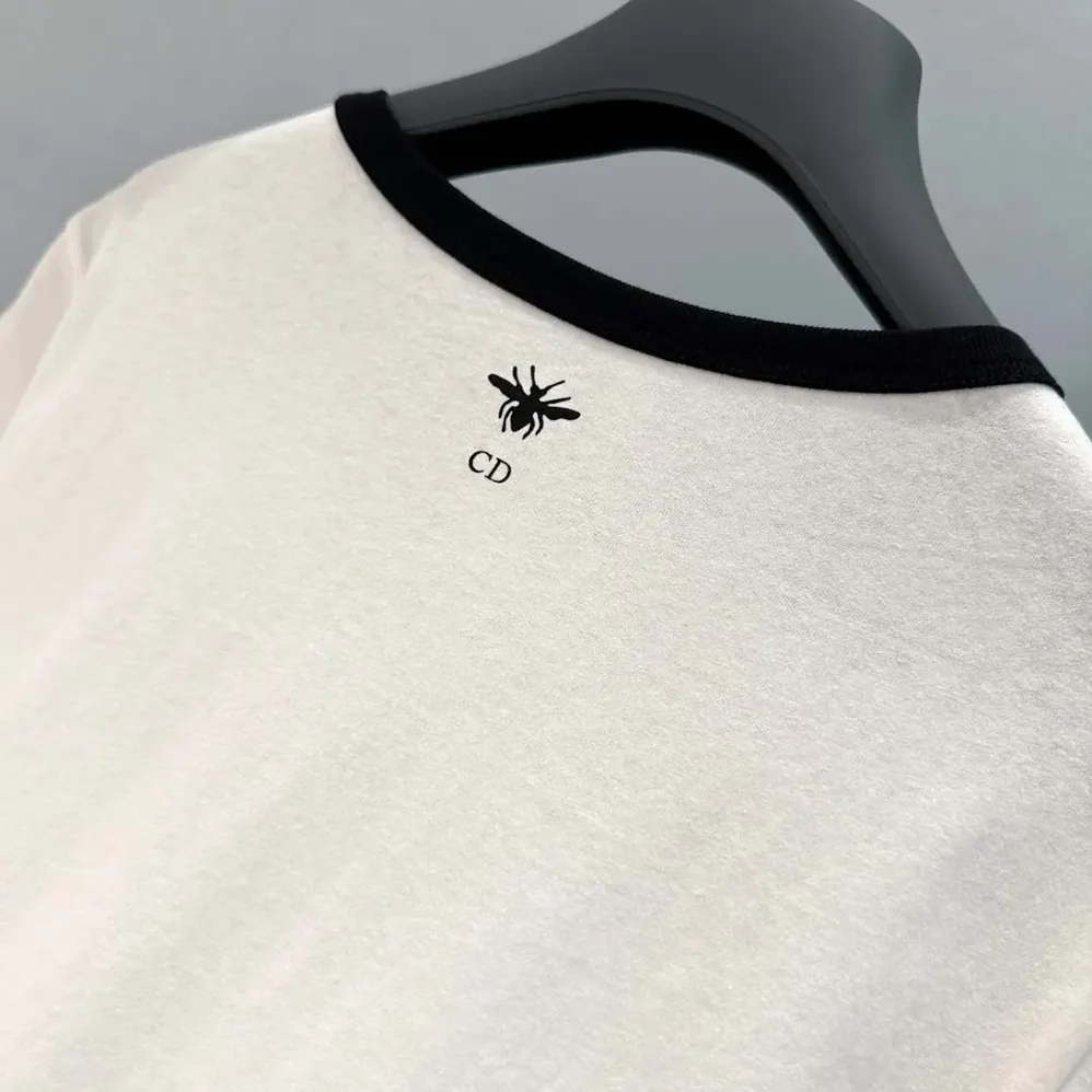 Dior T-Shirt White and Black Cotton and Linen Jersey for Men Dior T-Shirt White and Black Cotton and Linen Jersey for Men