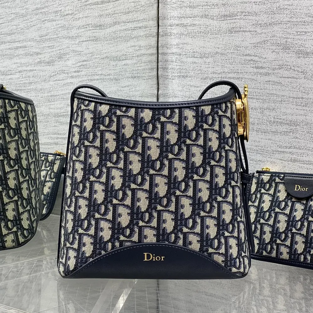 Dior Small Dior Médaillon Bucket Bag Blue Dior Oblique Jacquard for Women