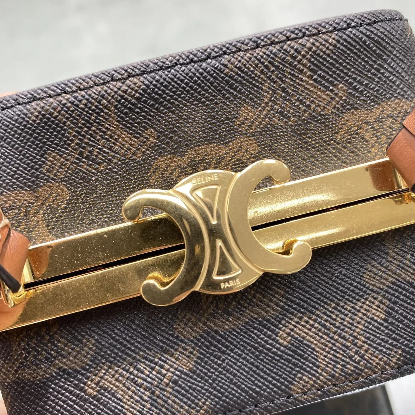 Celine Triomphe Minaudiere In Triomphe Canvas Brown /