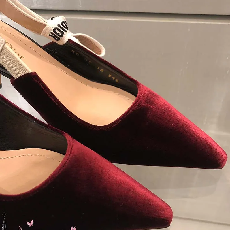 Dior Shoes J'Adior Velvet Slingback 65mm Heel Hight for Women in Maroon Dior Shoes J'Adior Velvet Slingback 65mm Heel Hight for Women in Maroon