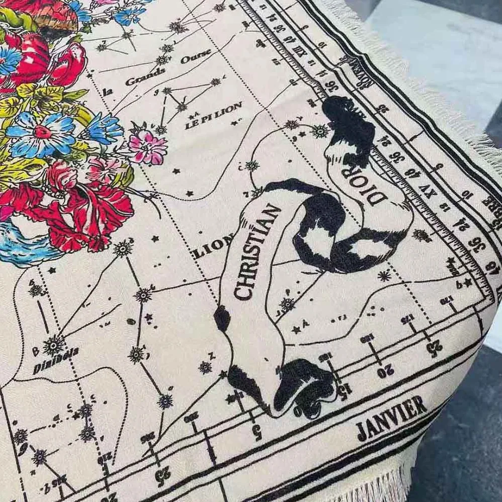 Dior Zodiac Square Scarf Navy White Silk Twill for Women Dior Zodiac Square Scarf Navy White Silk Twill for Women