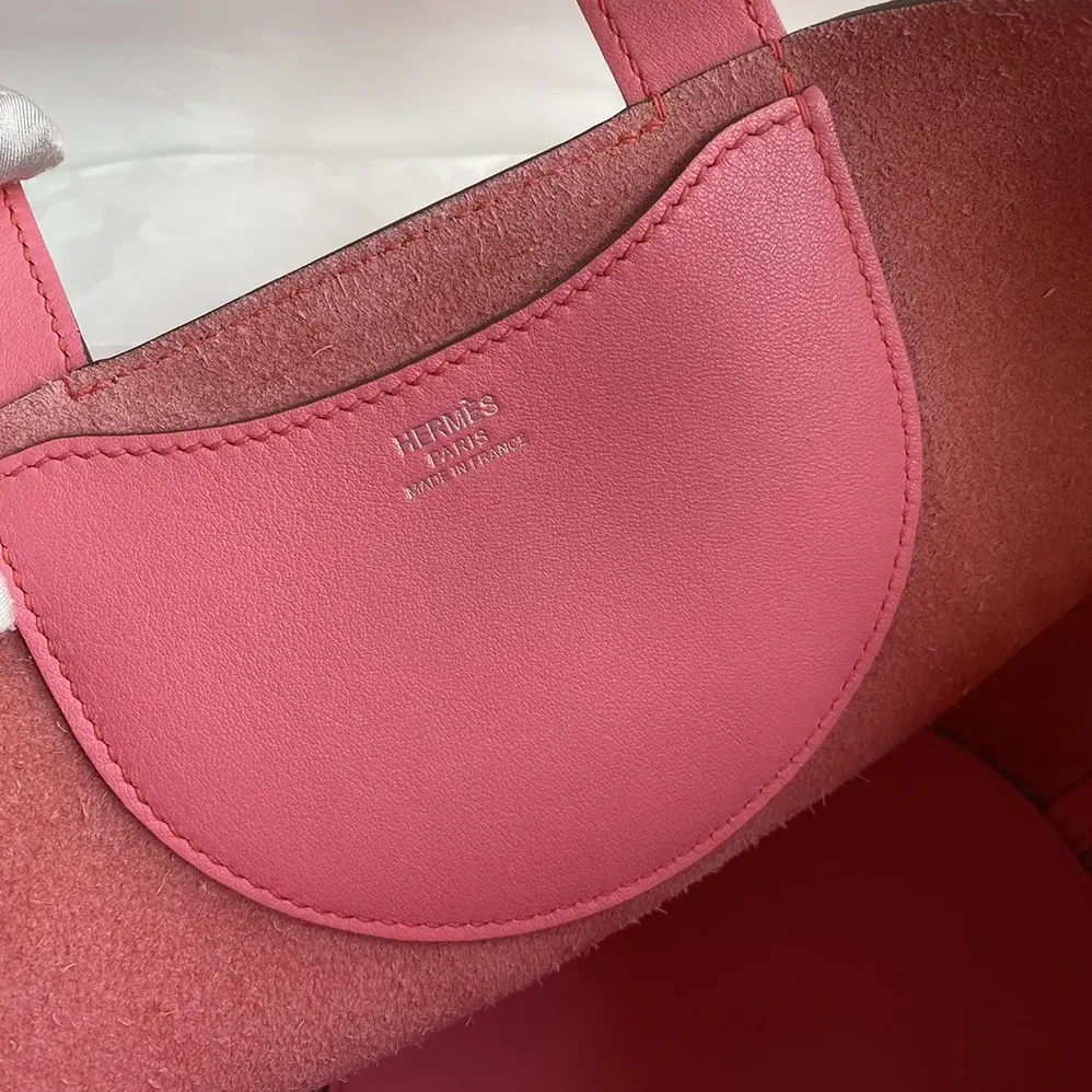 Hermes In the Loop 18 Handbag Clemence Leather for Women in Pink/Silver Hermes In the Loop 18 Handbag Clemence Leather for Women in Pink/Silver
