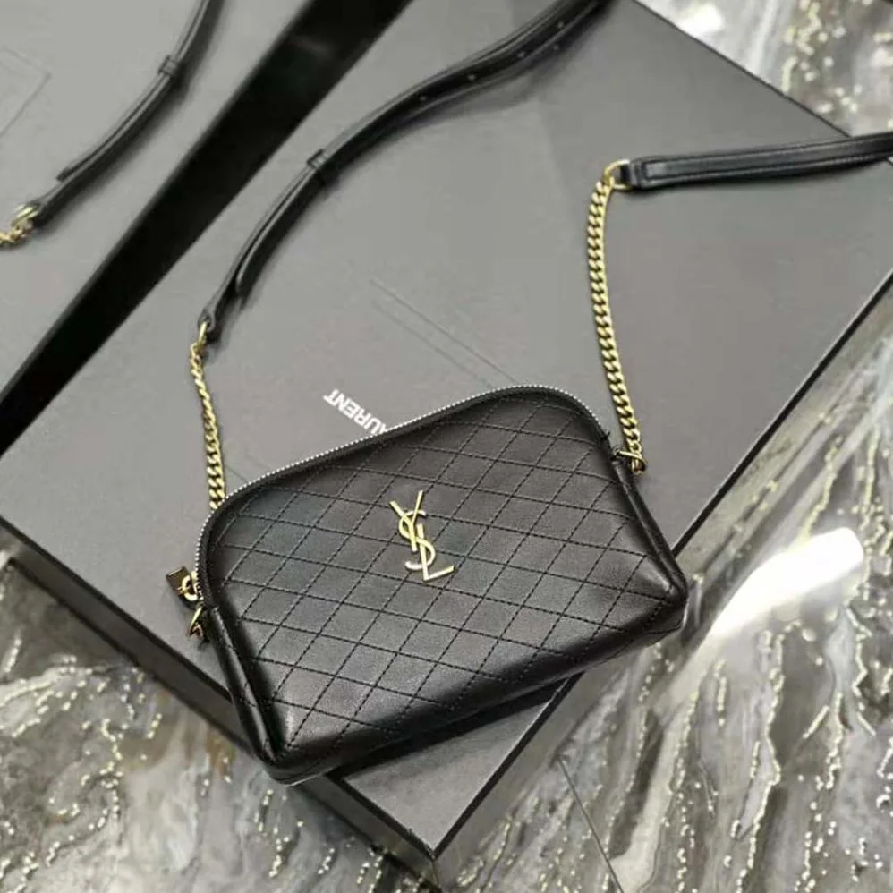 Saint Laurent YSL Gaby Zipped Pouch in Quilted Lambskin for Women in Black Saint Laurent YSL Gaby Zipped Pouch in Quilted Lambskin for Women in Black