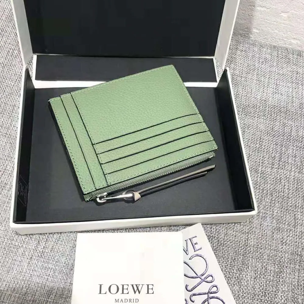 Loewe Coin Cardholder in Soft Grained Calfskin for Women in Lime Loewe Coin Cardholder in Soft Grained Calfskin for Women in Lime