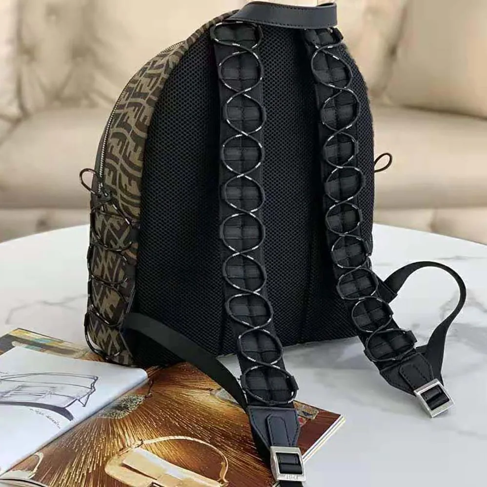 Fendi Backpack in Brown FF Vertigo Fabric for Women