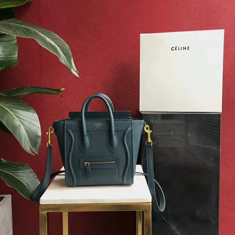 Celine Micro Luggage Handbag in Drummed Calfskin for Women in Olive Celine Micro Luggage Handbag in Drummed Calfskin for Women in Olive