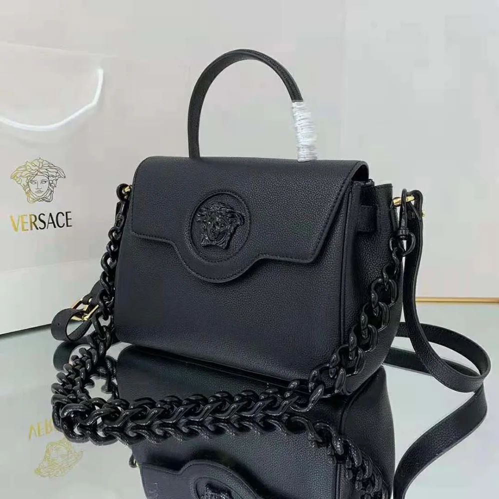 Versace La Medusa Medium Handbag Crafted From Premium leather for Women in Black
