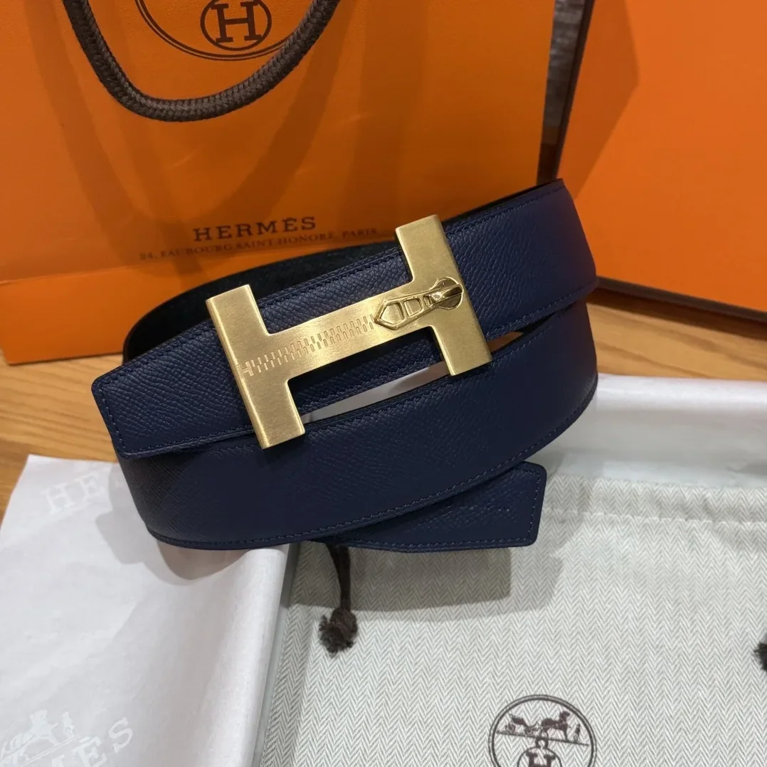 Hermès H-Zip Reversible Belt Navy Blue & Black Hermès H-Zip Reversible Belt Navy Blue & Black