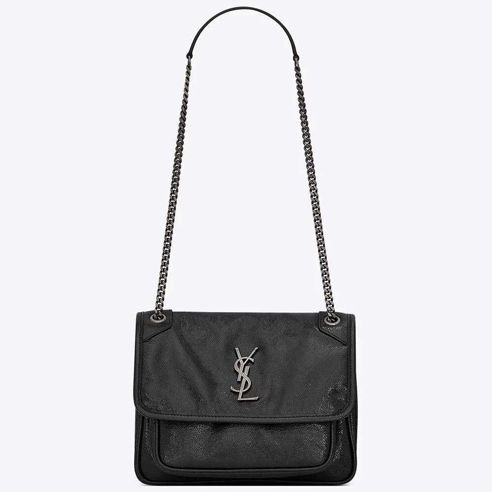 Saint Laurent YSL Niki Baby in Metallic Leather for Women in Black