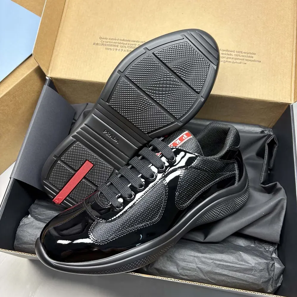 Prada Patent Leather and Technical Fabric Prada America's Cup Sneakers for Unisex in Black Prada Patent Leather and Technical Fabric Prada America's Cup Sneakers for Unisex in Black