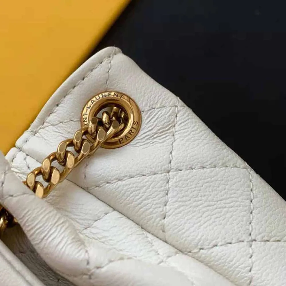 Saint Laurent YSL Mini Nolita in Lambskin for Women in White Saint Laurent YSL Mini Nolita in Lambskin for Women in White