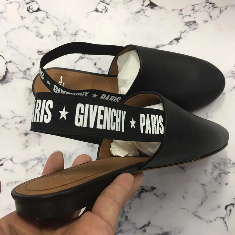 Givenchy Sling Back Givenchy Stars Flat Mules Shoes Black for Women