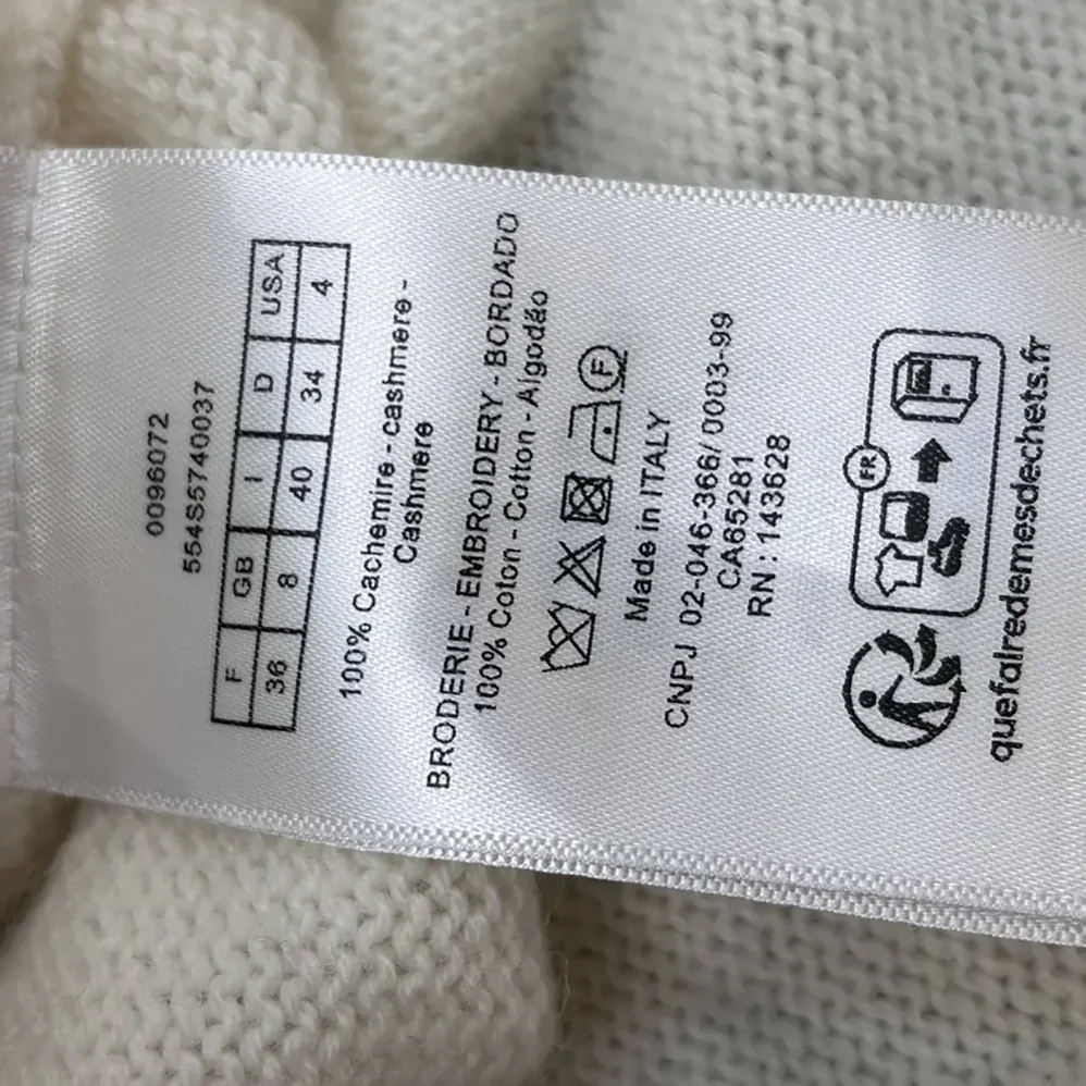 Dior Embroidered Sweater White Cashmere Knit with Multicolor Dior Astral Flowers Motif for Women