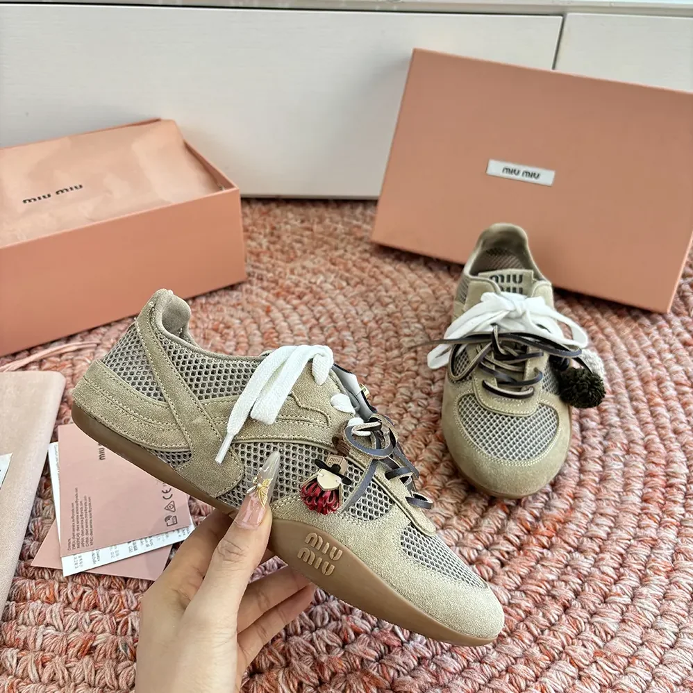 Miu Miu Gymnasium Mesh and Suede Sneakers for Women Miu Miu Gymnasium Mesh and Suede Sneakers for Women