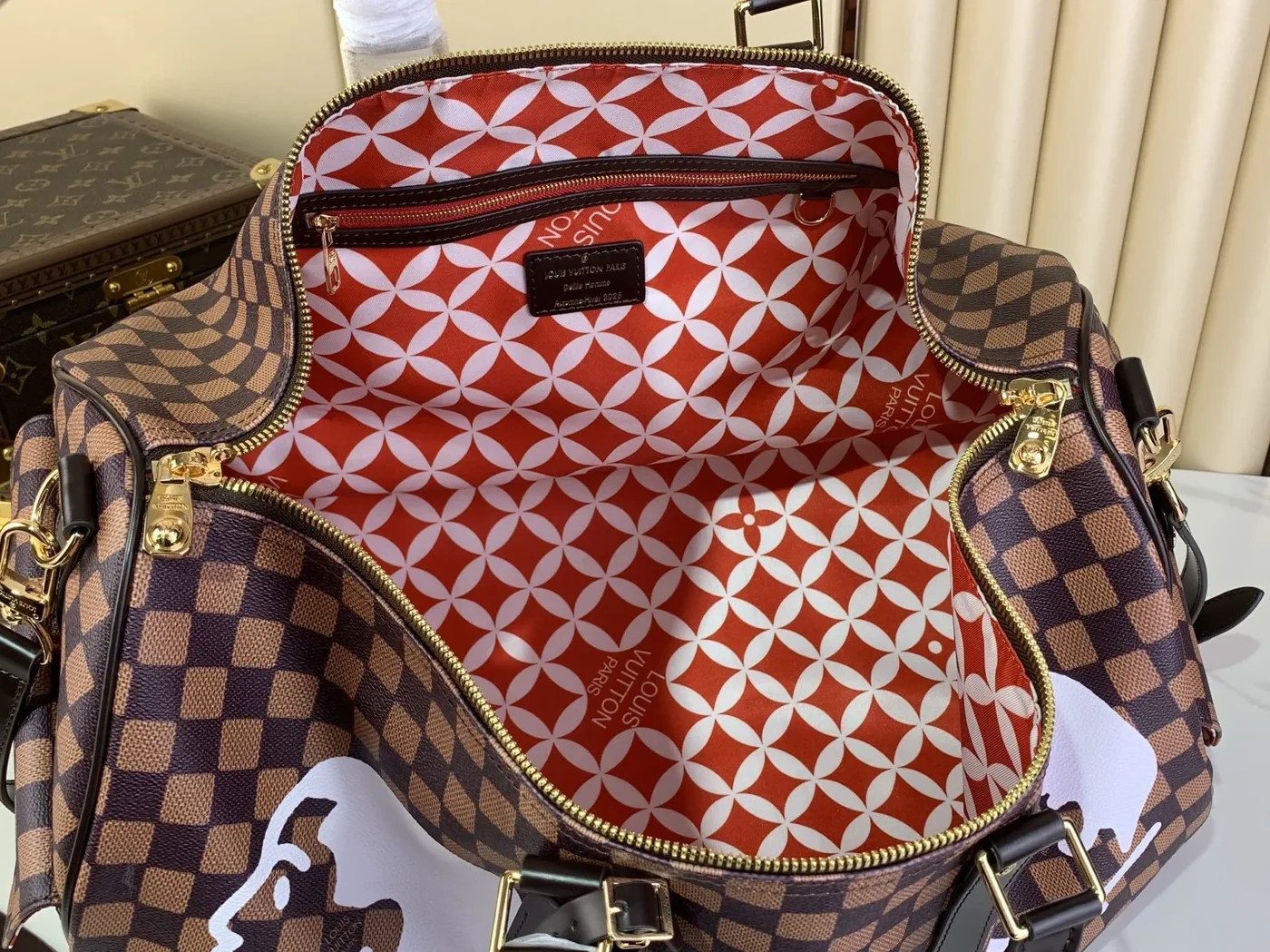 Louis Vuitton Keepall Bandouliere 50 Travel Bag / Brown Damier Phriendship Gold Hardware