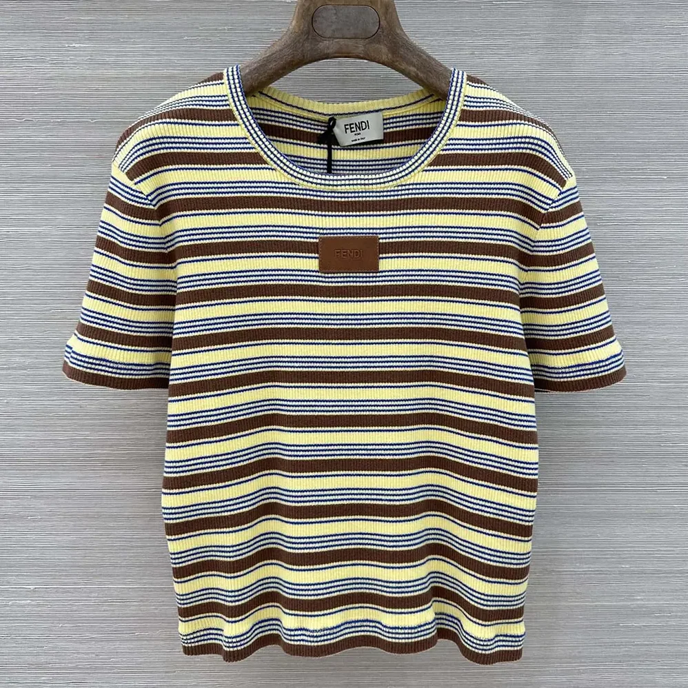 Fendi Top Multicolor Striped Cotton Jumper for Women