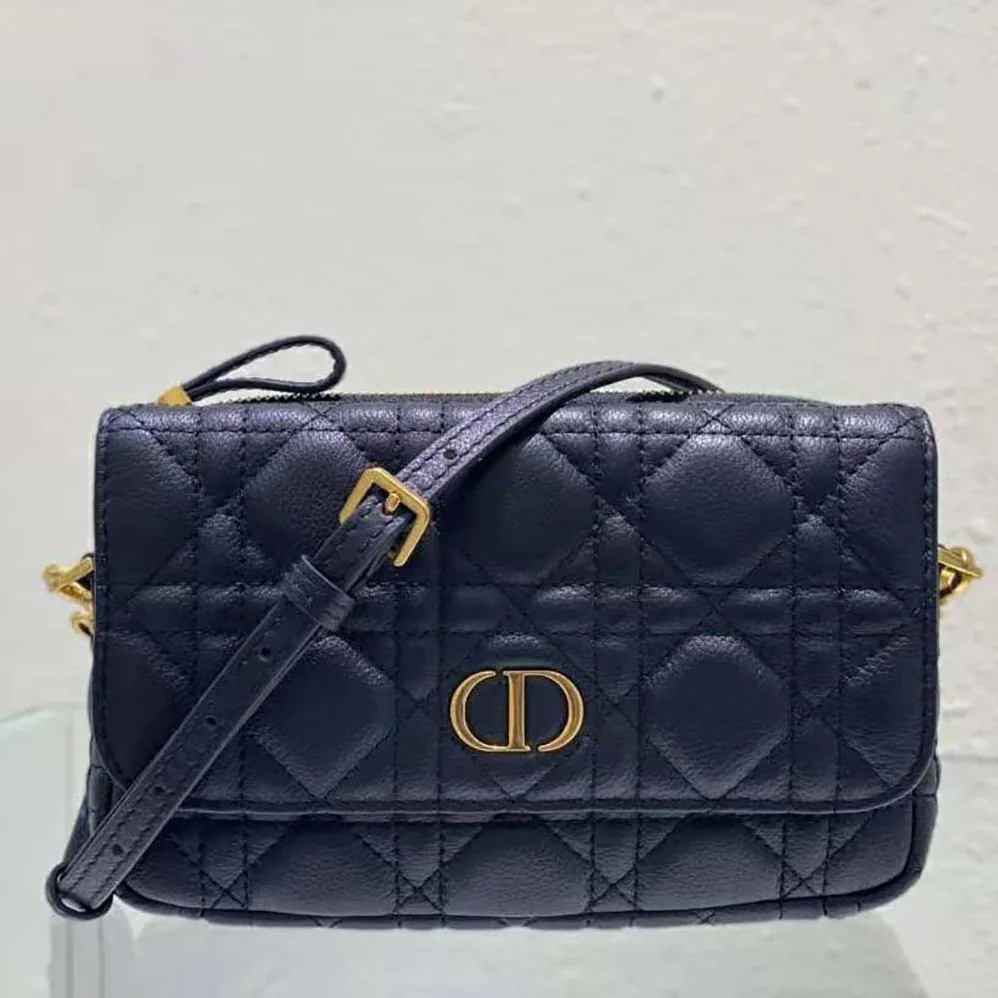 Dior Caro Pouch Black Supple Cannage Calfskin for Women Dior Caro Pouch Black Supple Cannage Calfskin for Women